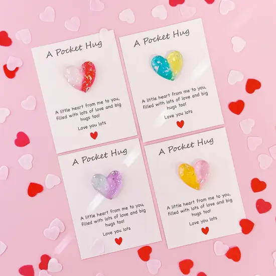 Wrapables Pocket Hug Valentines Day Token Heart Gift with Greeting Card (Set of 8) {3}