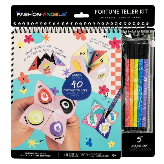 Fashion Angels: Secret Message Fortune Teller Portfolio - Design-Color-Fold, 40 Origami Paper Sheets, 200+ Stickers, 5 Markers, Girls-Tweens-Kids 6+ {3}