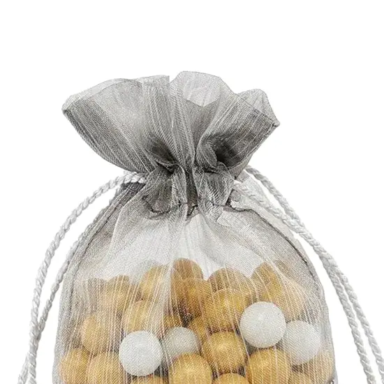 Luxurious Brushed Organza Bag with Tassels 5'' x 6 1/2'' {3}