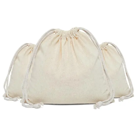 Roomy 9" x 15" Plain Cotton Muslin Pouch {1}