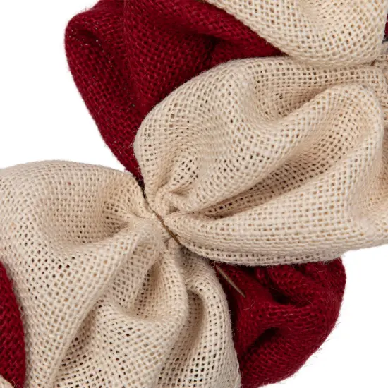 Northlight Americana Stars and Stripes Burlap Patriotic Wreath - 20" - Unlit Red {7}