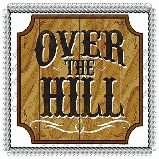 8" Round Cake - Over the Hill Birthday - Edible Cake or Cupcake Topper - D614 {1}