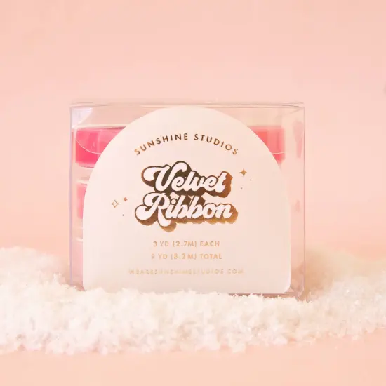 PINK VELVET RIBBON SET {2}