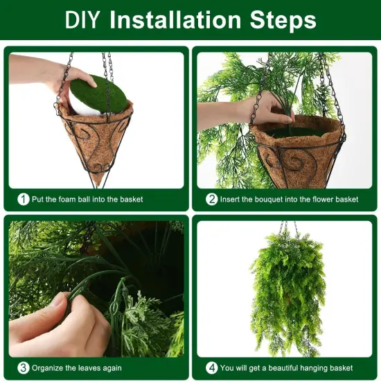 Hanging Curly Seaweed Ferns in Basket - UV Resistant D&eacute;cor {4}