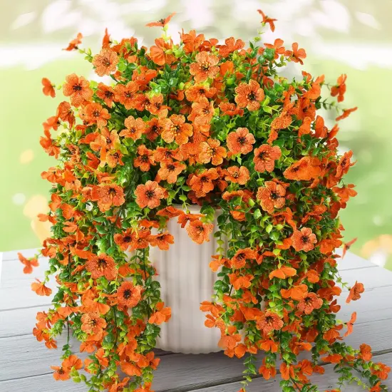 Vibrant Faux Daisy Hanging Plants - 2PCS Fall D&eacute;cor Orange {1}