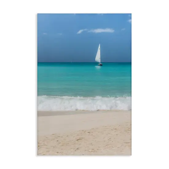Stupell Industries Lone Sailboat Beach Tide Canvas Wall Art Design by Mary Lou Johnson {1}
