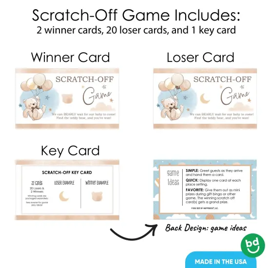 Big Dot of Happiness We Can Bearly Wait - Teddy Bear Baby Shower Game Scratch Off Cards - 22 Count {5}