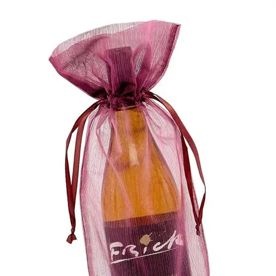 Chic Brushed Organza Wine Bag 6 1/2" x 15" {6}