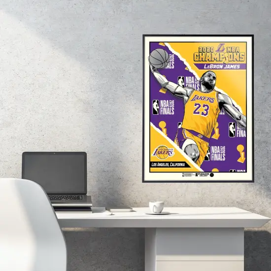 Phenom Gallery Los Angeles Lakers 2020 NBA Champions LeBron James 18" x 24" Deluxe Framed Serigraph {3}