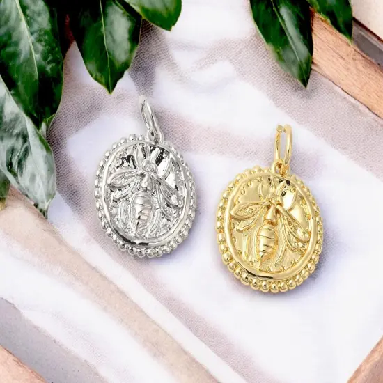 *5* 14mm Plated Brass Bee Charms - Choose Your Color Gold (2979) {3}