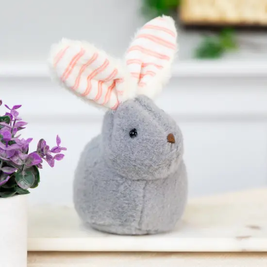 Northlight Plush Easter Bunny Rabbit with Striped Ears Spring Figure - 8" Gray {1}