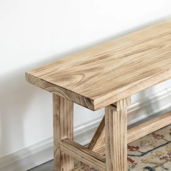 Vintiquewise Wooden Bench Farmhouse Entryway Organizer Retro Rustic Accent Seat Natural Wood Armless Design for Living Room Hallway Kitchen Dining Room Stylish & Practical D&eacute;cor for Indoor Space {4}