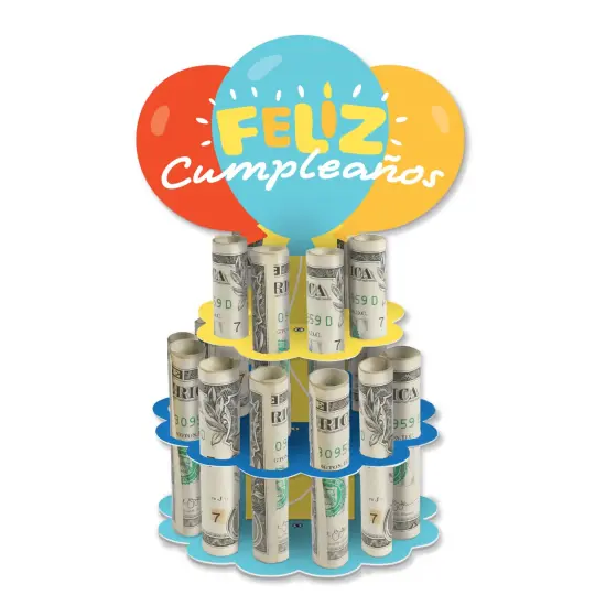 Big Dot of Happiness Feliz Cumpleanos - DIY Happy Birthday Money Holder Gift - Cash Cake {7}