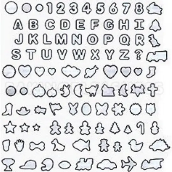 Cookie Cutters Set 101-Piece Alphabet Numbers Holiday Shapes Set {2}
