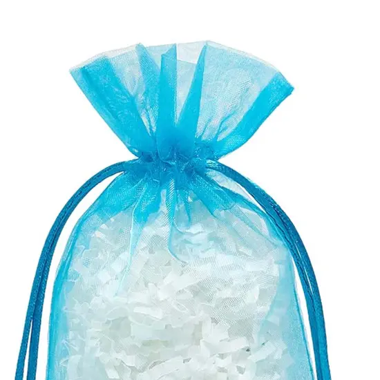 Flat Bottom Organza Bags 5 1/2 '' X 1 1/2 '' X 10 1/2 '' for Holiday Gift Bags Turquoise {5}