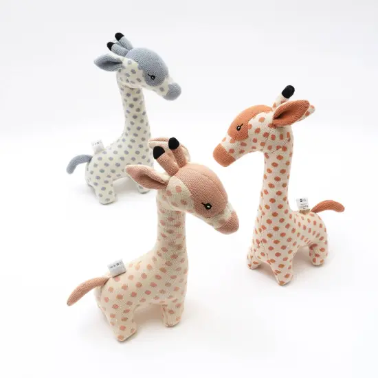 100% Handmade Cotton knitted Soft Spotty Plush Toy/Soft toys peach powder/ivory {3}