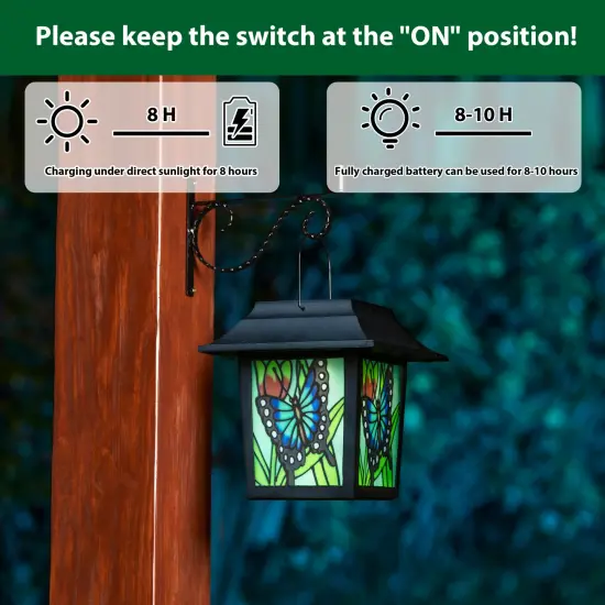 Set of 2 30"H Solar Powered Butterfly Scene Pattern Garden Lamp or Pathway Light with Ground Stake 2pcs Black {9}