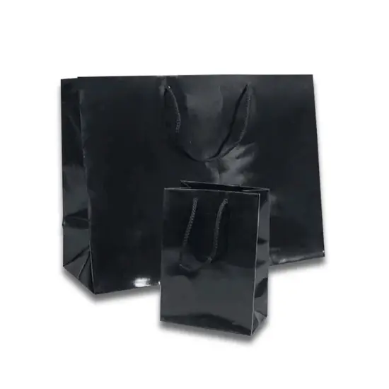 Colored Mini Glossy Totes 16'' x 6'' x 12'' for Sophisticated Packaging Black {1}