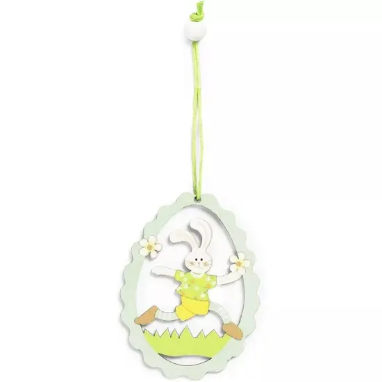 24x Easter Unfinished Wood Ornaments, Eggs Chicken Rabbit Cutout for Party Decor {2}