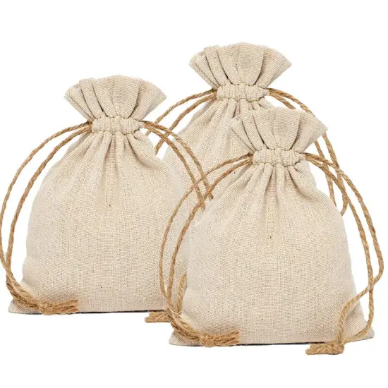 Linen Bag with Hemp Cord 4'' X 6'' Durable {2}