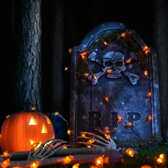 Halloween Pumpkin Lights, 2 Packs 13.5ft 40 LED Battery {3}