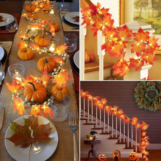 Fall Garland String Lights with Timer - Fall Decor {4}
