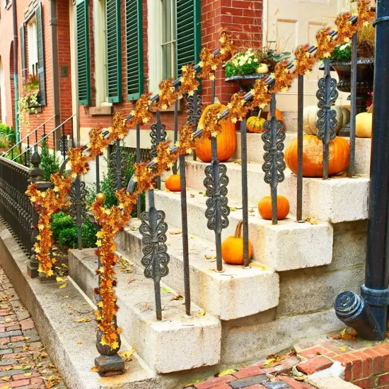 Golden Copper Maple Leaf Glittering Fall Garlands {5}