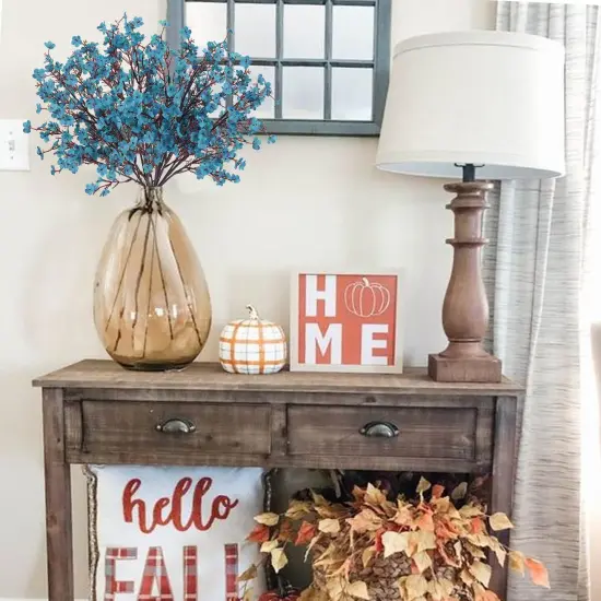 6 Bundles Babys Breath Fall Flowers Faux Gypsophila Bouquet Real Touch European Fake Silk Flowers for Home Wedding Bouquets Floral Arrangement Party Table Garden Autumn Decor (Peacock Blue) {2}