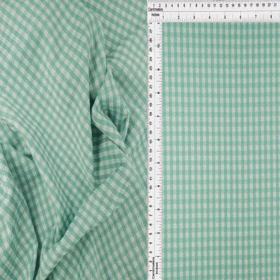 1 Yard Textured Double Knit Jacquard Plaid Fabric Stretch Polyester Rayon 58/60 Inches Wide Blue Lt {5}