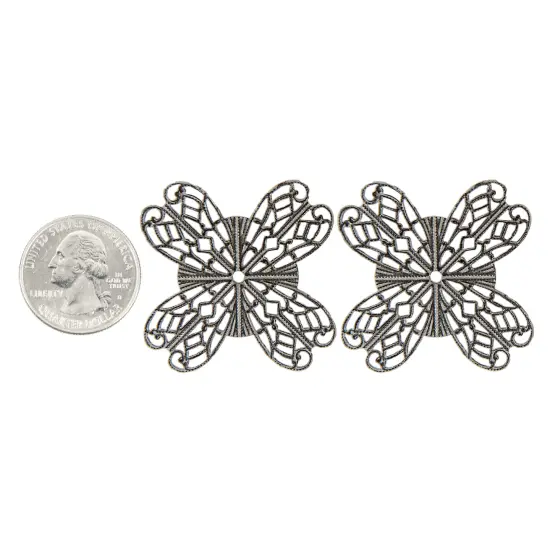 Antique Silver plated Brass Round Shaped Filigree Wrap Brass Stamping - S-W48 {2}