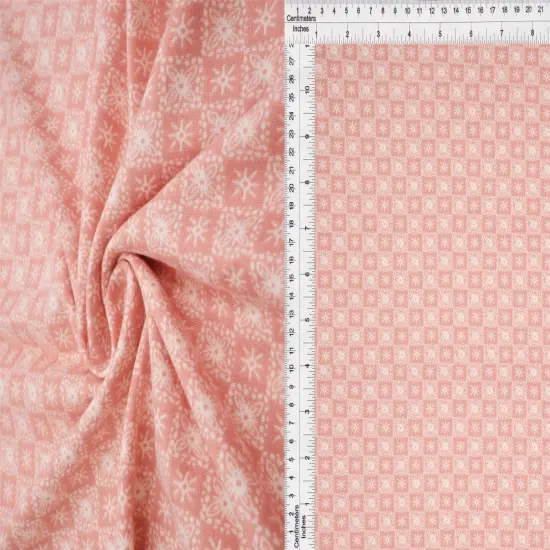 Modern Geometric Brushed DTY Knit Fabric Soft Stretch Material 58/60" Wide ROSE LT {7}
