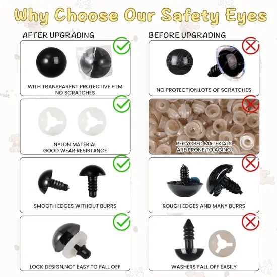 160pcs 6-40mm Upgraded Safety Eyes for Crocheting {3}