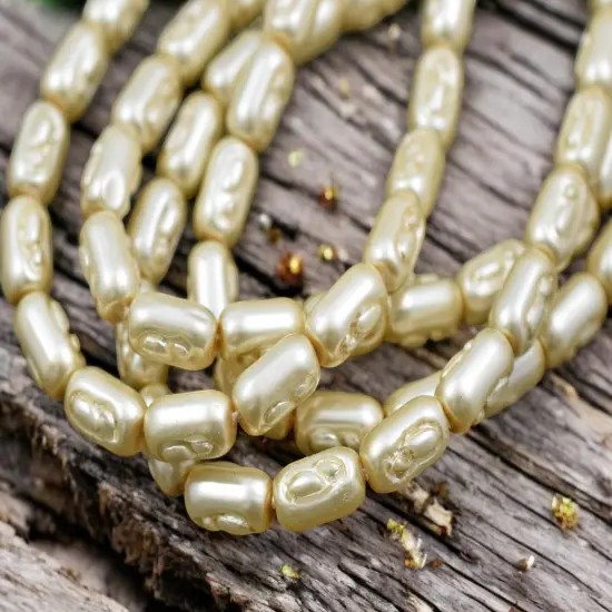 Czech Glass Cream Pearl Baroque Oval Beads -- Choose Your Size {4}