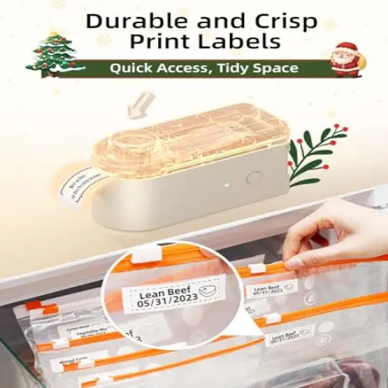 Label Maker Machine with Tape - Compatible with 9/12/16mm Waterproof Tape, Portable & Rechargeable with Built-in Cutter Wireless Label Printer Compatible with Android & iOS Devices {1}