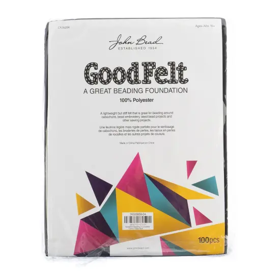 John Bead GoodFelt 8.5x11in Beading Foundation, 100 Pieces Black {6}
