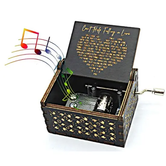Can't Help Falling in Love Wood Music Box, Antique Engraved Musical Boxes Case for Love One Wooden Music Box - Gifts for Lover, Boyfriend, Girlfriend, Husband, Wife (BLACK) {1}