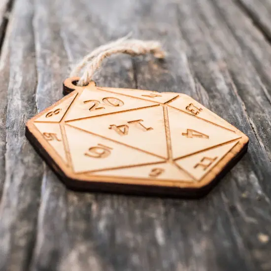 Ornament - D20 - Raw Wood 3x3in {4}