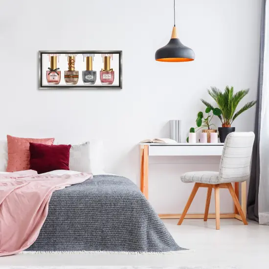 Stupell Industries Glam Nail Polish Collection Framed Floater Canvas Wall Art Gray Floater Frame {2}