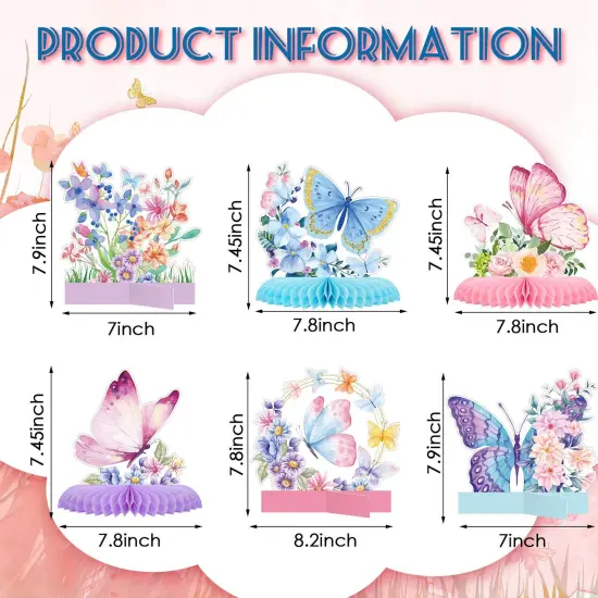 10 PCS Butterfly Centerpieces for Tables Butterfly Birthday Party Decorations Butterfly Honeycomb Table Centerpiece Butterfly Theme Party Supplies for Birthday Baby Shower Party Decor {1}