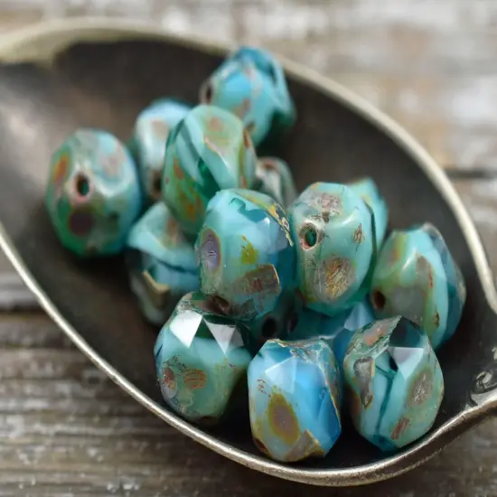 *15* 8mm Riviera Maya Picasso Central Cut Round Beads {2}