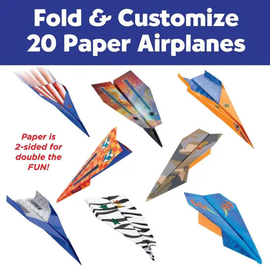 Paper Airplane Squadron - Create 20 Paper Airplanes, Crafts for Boys and Girls, Stocking Stuffers and Gift for Boys, Kids Activities for Ages 6-8+ {1}
