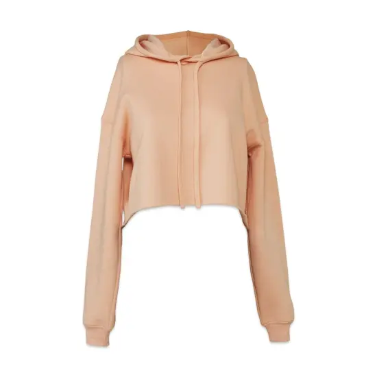 Bella + Canvas Cropped Fleece Hoodie - Peach, Size Large {1}