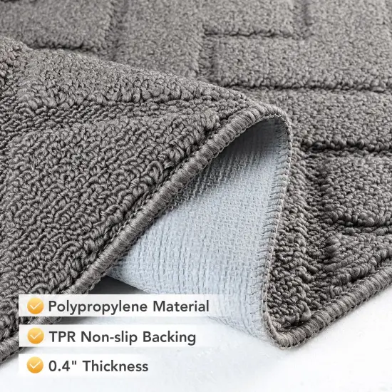 1 Pack Indoor Doormat,Front Back Rubber Backing Non Slip Door Mats 20"x31.5" Absorbent Resist Dirt Entrance Inside Floor Mats for Entryway Washable Low-Profile (Grey) {6}