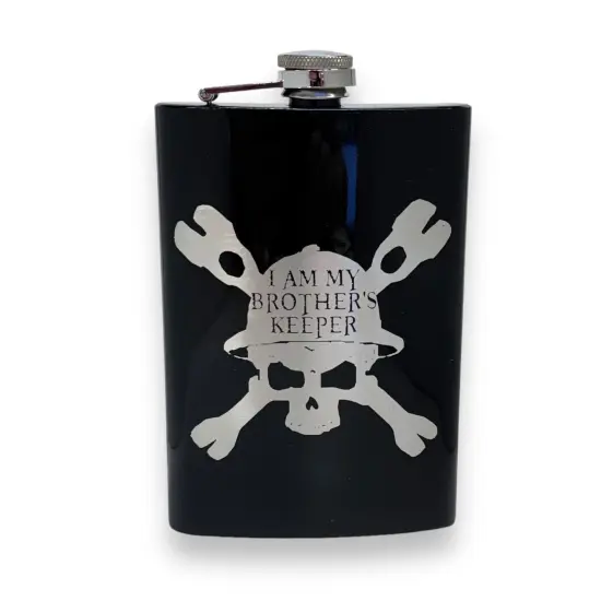 8oz BLACK Helmet Brothers Keeper Flask {1}