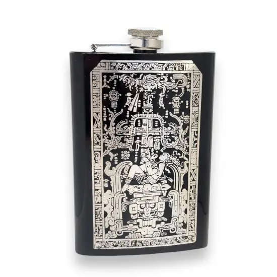8oz BLACK Mayan Astronaut Flask {1}
