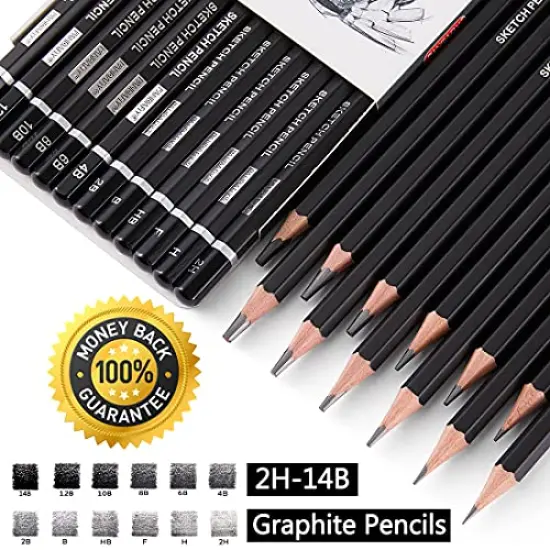 12 Pieces Professional Drawing Sketching Pencil Graphite Pencils(14B - 2H), Ideal for Drawing Art, Sketching, Shading, Artist Pencils for Beginners & Pro Artists {1}