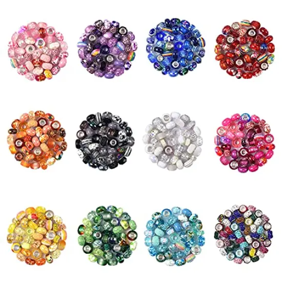Assortment European Large Hole Beads Spacer Beads Rhinestone Craft Beads for DIY Charms Bracelet Jewelry Making (Rainbow) {1}