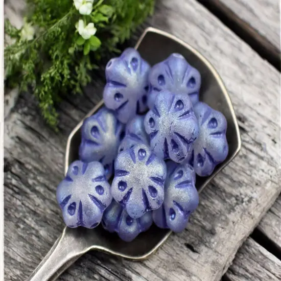 *10* 11mm Purple Washed Matte Crystal AB Scalloped Flower Beads {1}
