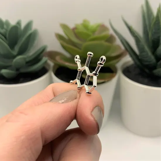 Silver Caffeine Molecule Connector Charms, 24x26mm {4}