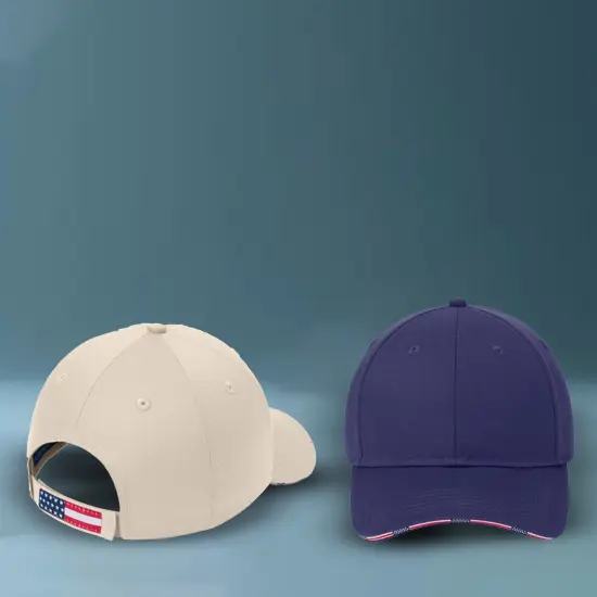 Port Authority&reg; Americana Flag Sandwich Cap, Low Profile Structured Cotton Twill Hat with Hook and Loop Closure Blue Crush {2}